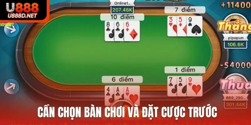 Cần chọn bàn chơi và đặt cược trước