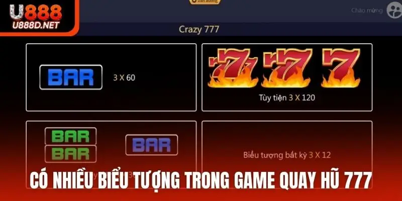 Có nhiều biểu tượng đặc sắc trong game quay hũ 777