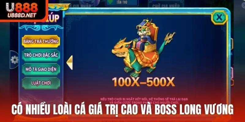 Có nhiều loài cá giá trị cao và boss Long Vương thưởng khủng