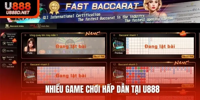Nhiều game chơi hấp dẫn tại U888