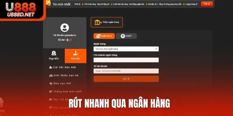 Rút nhanh qua ngân hàng