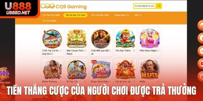 Tiền thắng cược của người chơi được trả thưởng nhanh chóng